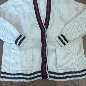 American Eagle Outfitters White Knit Oversized Boyfriend Cardigan